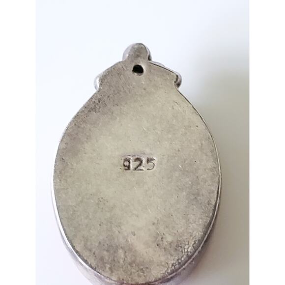 Vintage Sterling Silver Cinnabar Red Dangle Earrings - Picture 3 of 5